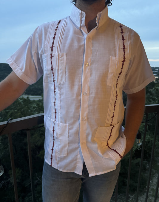 Guayabera - Maroon Barbed Wire