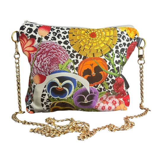 Floral Leopard Vintage Silk Scarf Crossbody Bag