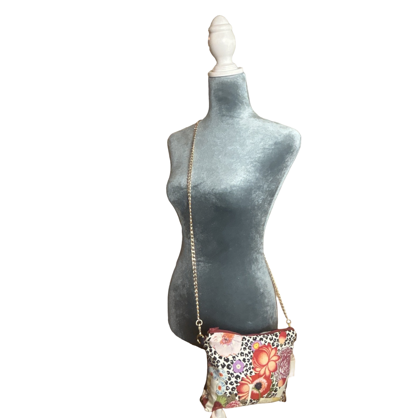 Floral Leopard Vintage Silk Scarf Crossbody Bag