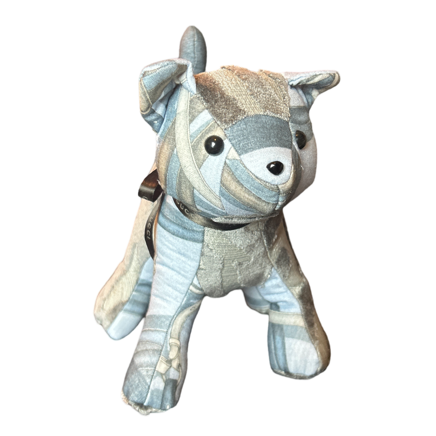 Equestrian Gray Vintage Silk Scarf Patchwork Kitten