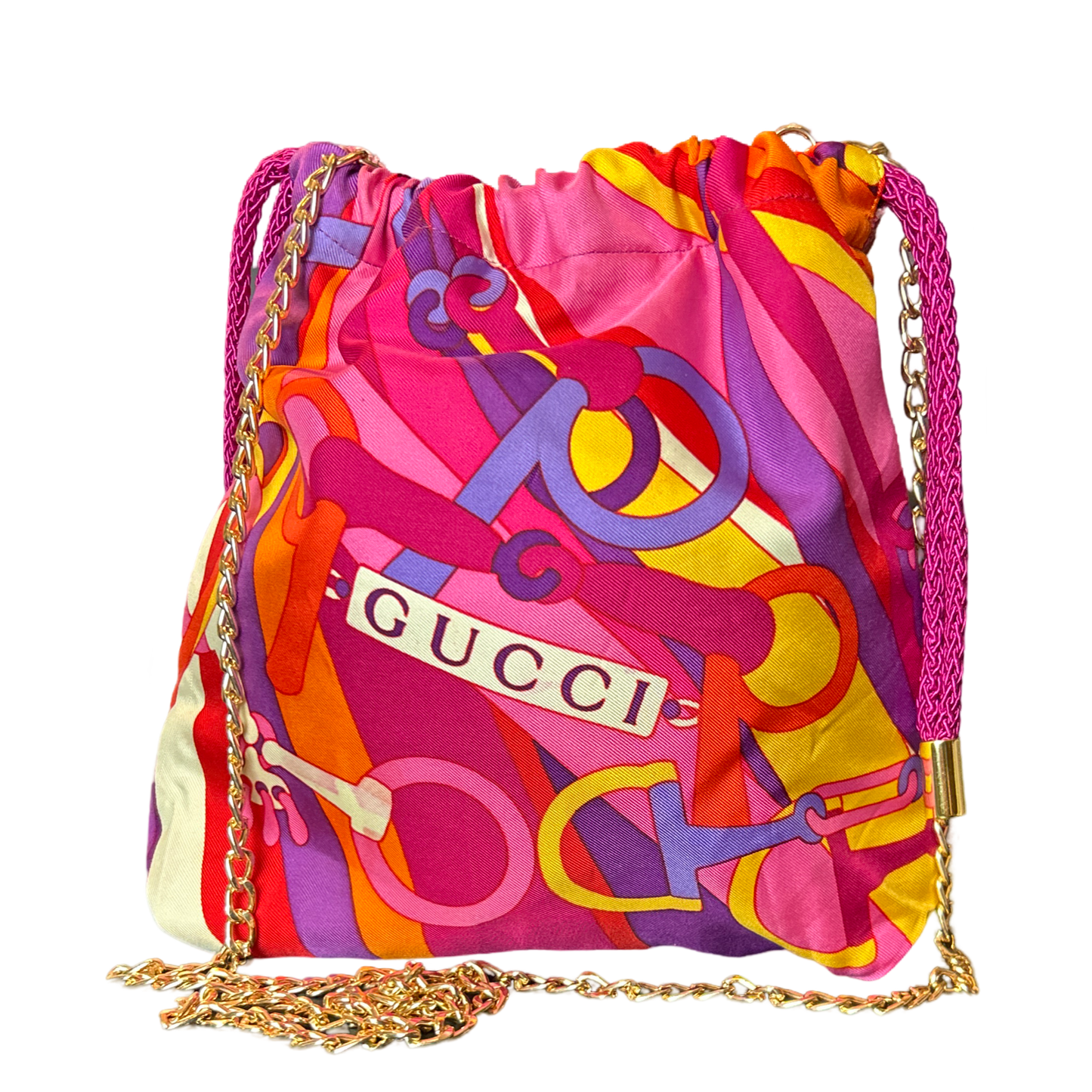 Pop Art Equestrian Vintage Scarf Drawstring Crossbody Bag