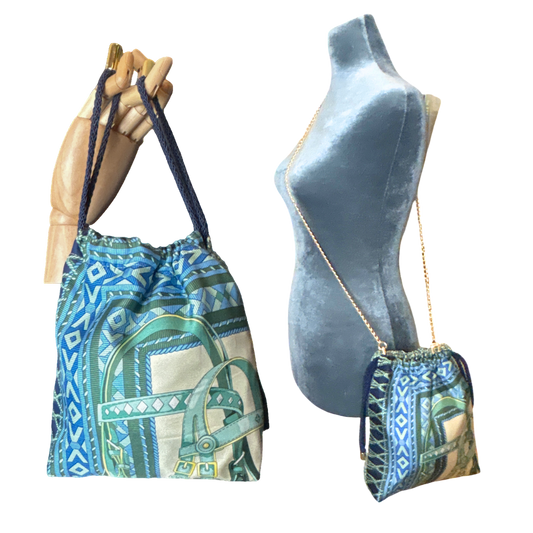 Fringe Harness Vintage Scarf Drawstring Crossbody Bag