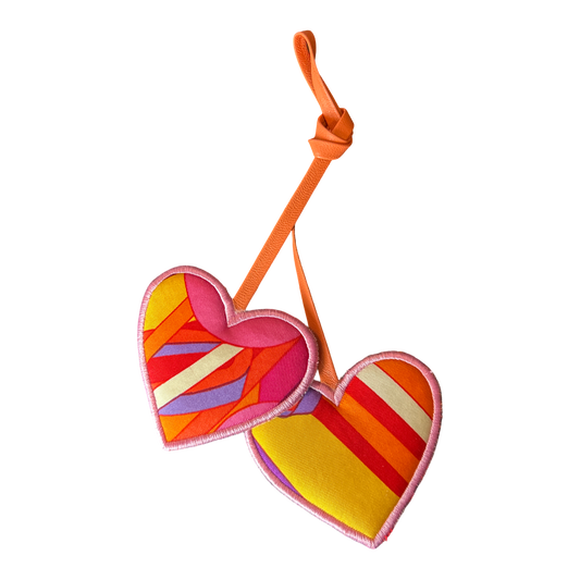 Pop Art Equestrian Scarf Double Heart Bag Charm