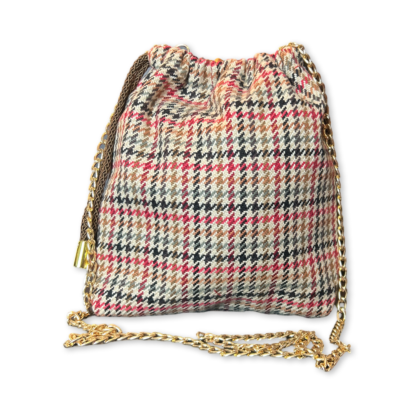 Red Harness Vintage Scarf Drawstring Crossbody Bag