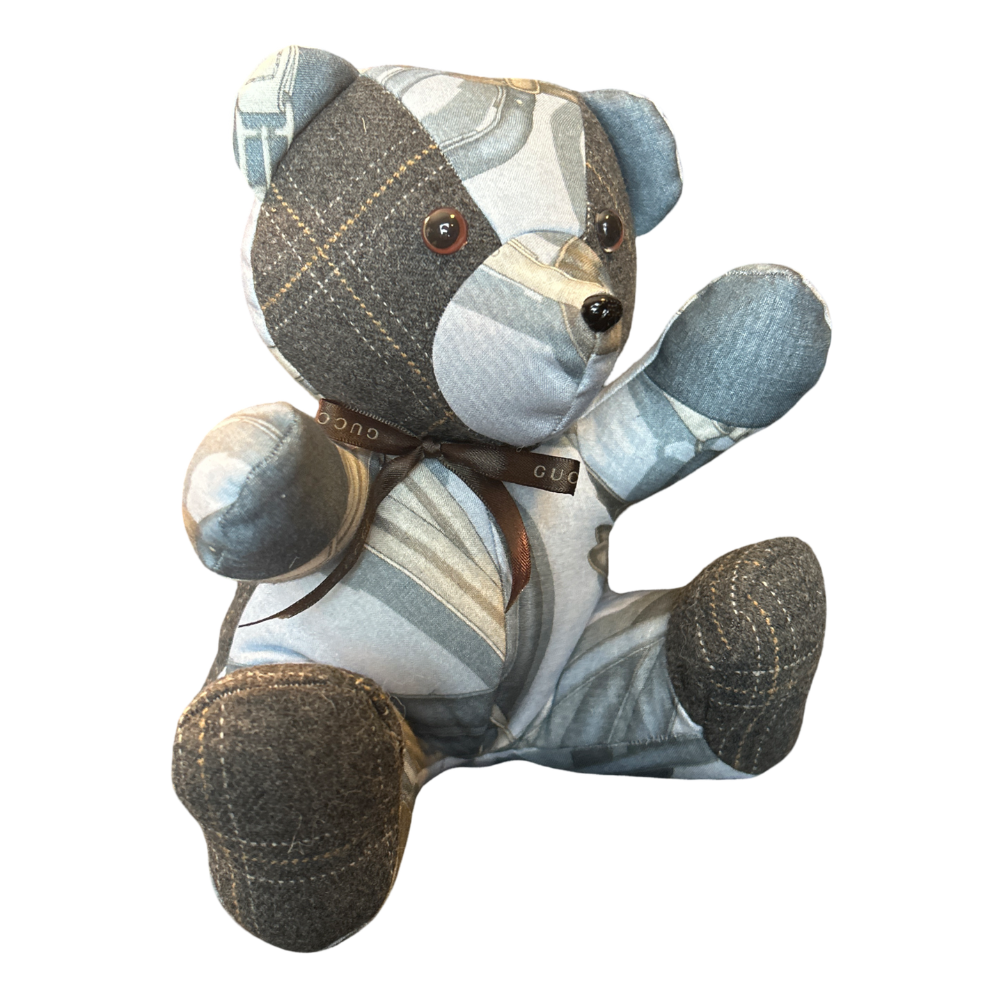 Equestrian Vintage Silk Scarf Patchwork Teddy Bear