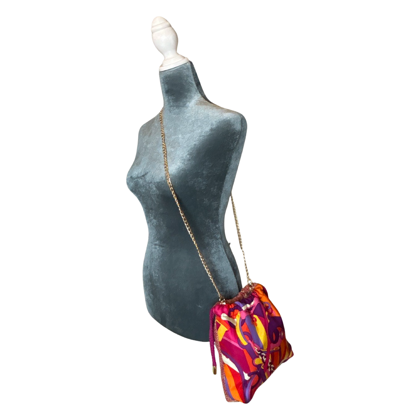 Pop Art Equestrian Vintage Scarf Drawstring Crossbody Bag