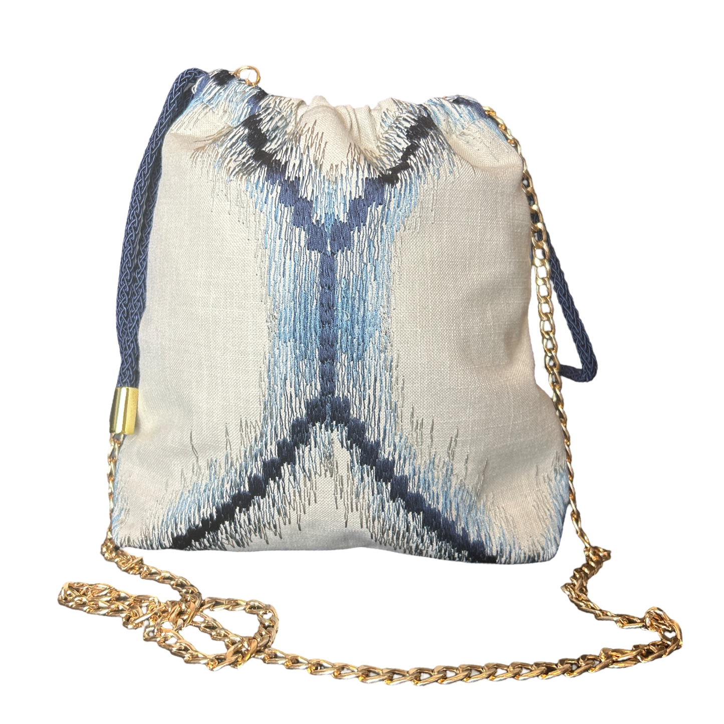 Ribbons Vintage Scarf Drawstring Crossbody Bag