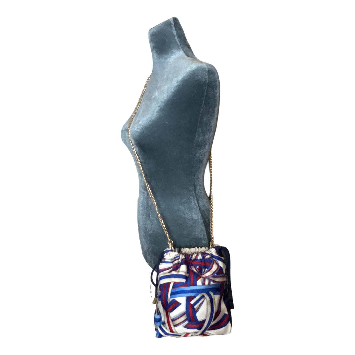 Ribbons Vintage Scarf Drawstring Crossbody Bag