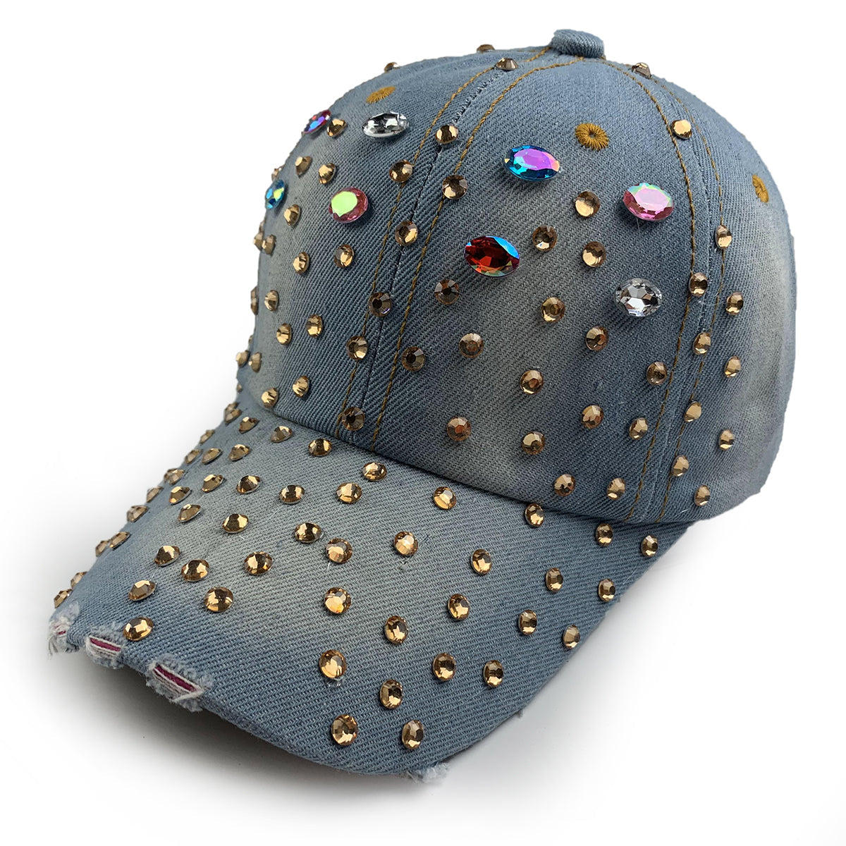 Desire Light Denim Hat with Rhinestone