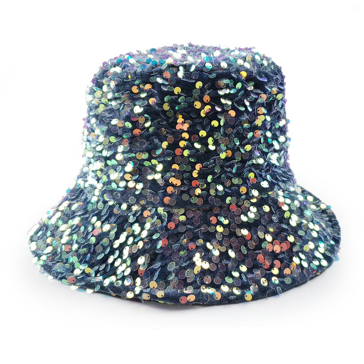 Gemma Sequin Designer Style Bucket hat in Iridescent Misty Purple