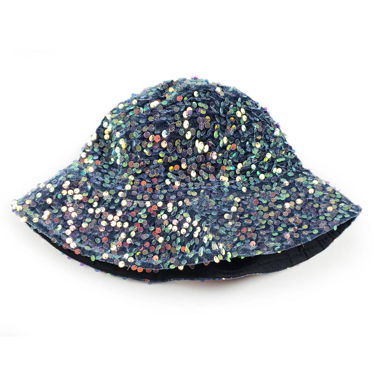 Gemma Sequin Designer Style Bucket hat in Iridescent Misty Purple