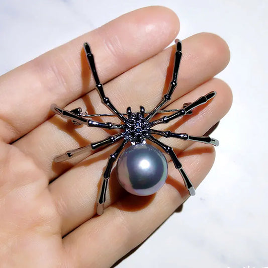 Black White Spider Brooch Pin for Men and Women Party Accessories