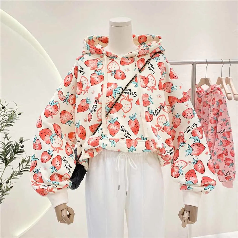Strawberry Print Harajuku Hoodie
