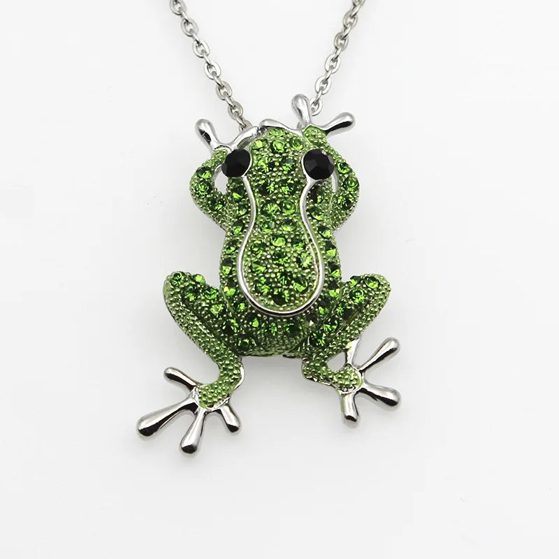 Luxury Green Crystal Frog Brooch Pin for Women