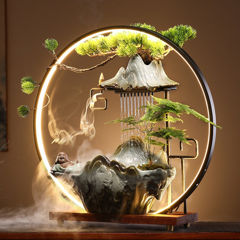 Zen Zen Swan Flowing Water Fountain Backflow Incense Burner