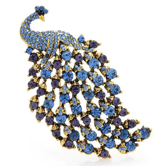 Wuli&baby Peacock Rhinestone Brooch Pin for Women