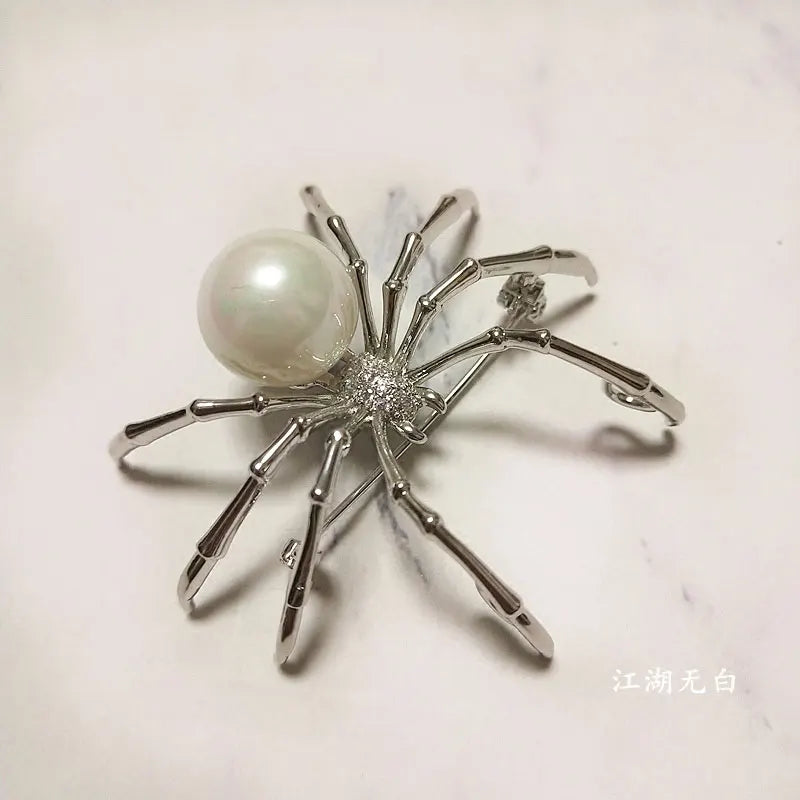 Black White Spider Brooch Pin for Men and Women Party Accessories