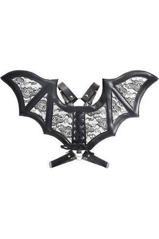 Black/Black Faux Leather & Lace Wing Harness