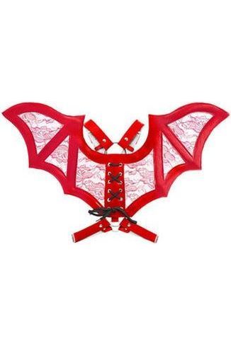 Red/Red Faux Leather & Lace Wing Harness