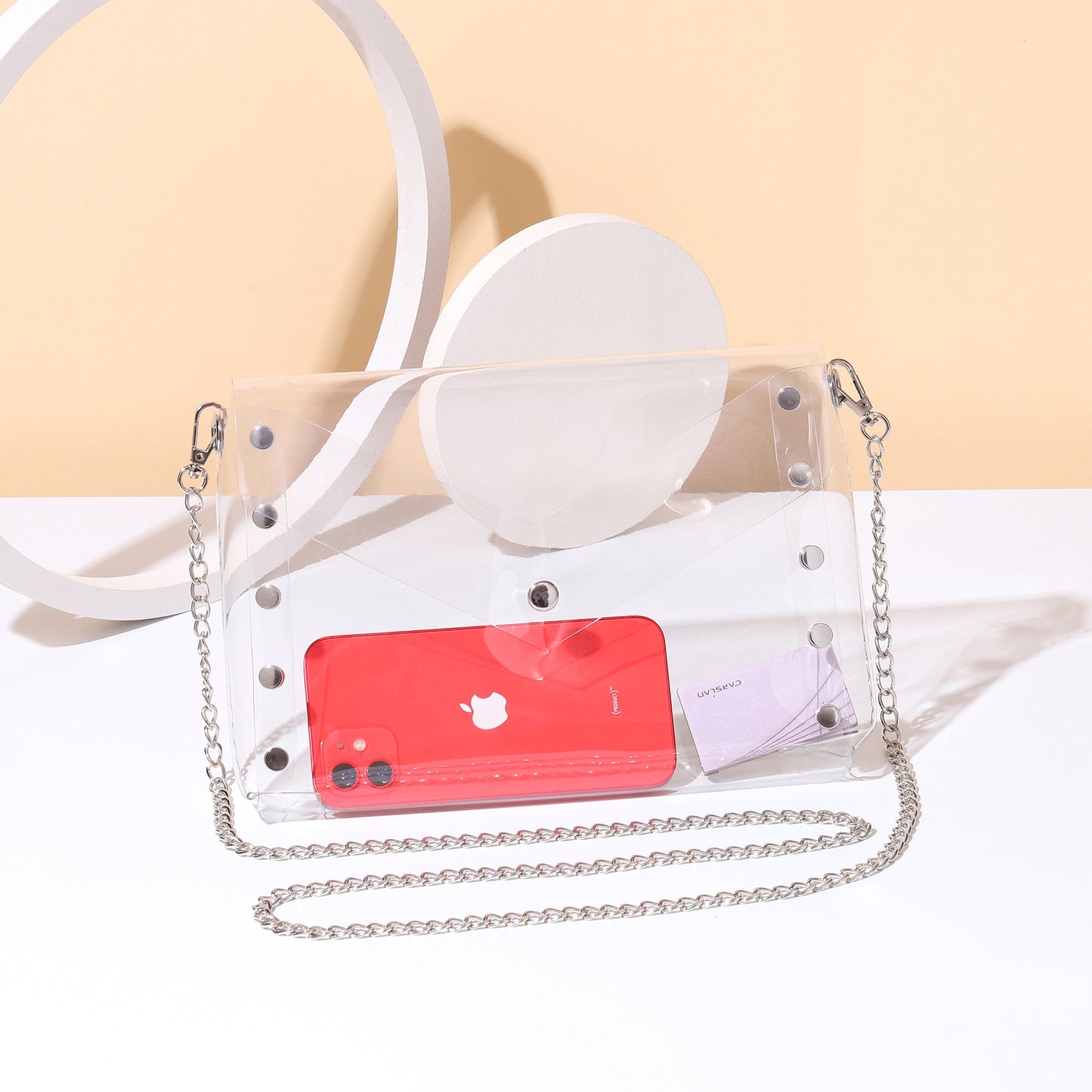 Selena Clear Handbag in Silver