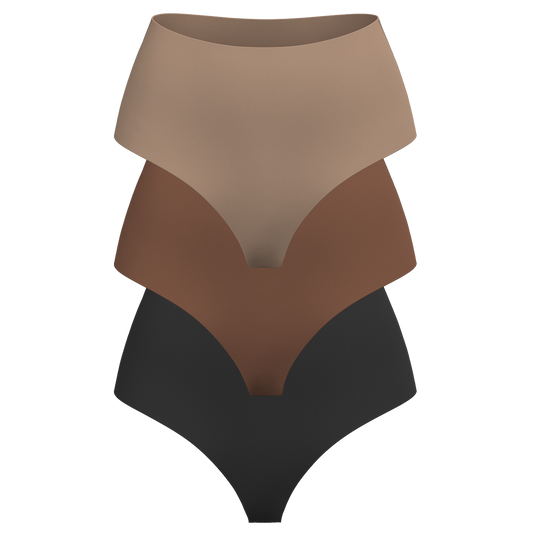 High Rise Thong 3 Pack [Dark Neutrals]