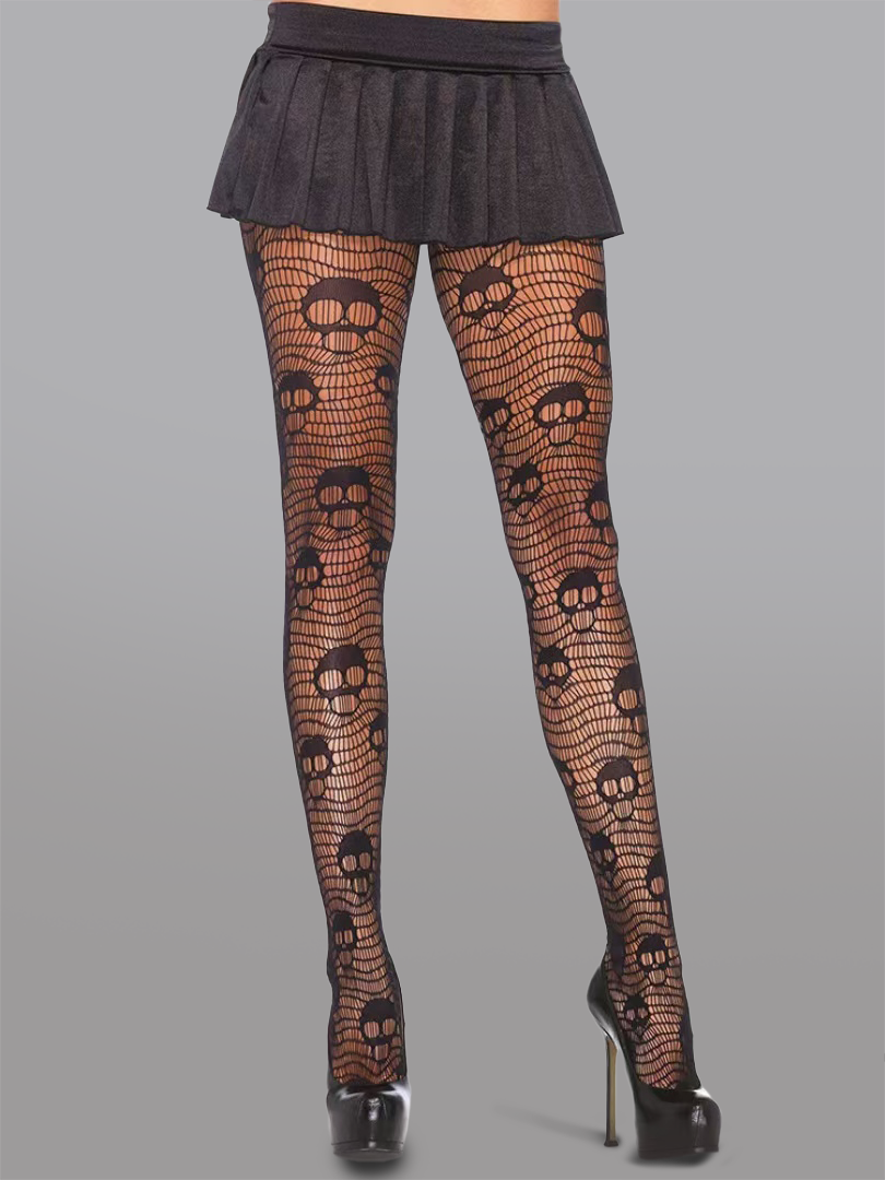 Dark Skull Mesh Tights - Concordia Style Boutique