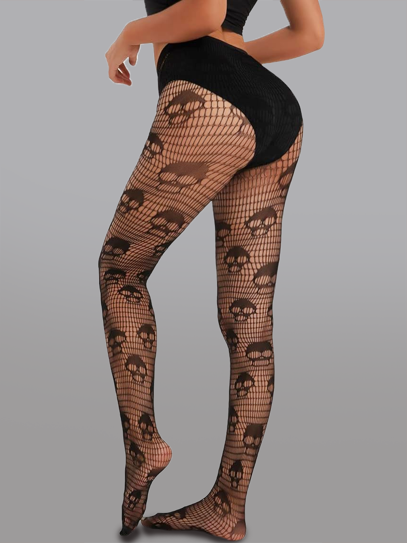 Dark Skull Mesh Tights - Concordia Style Boutique