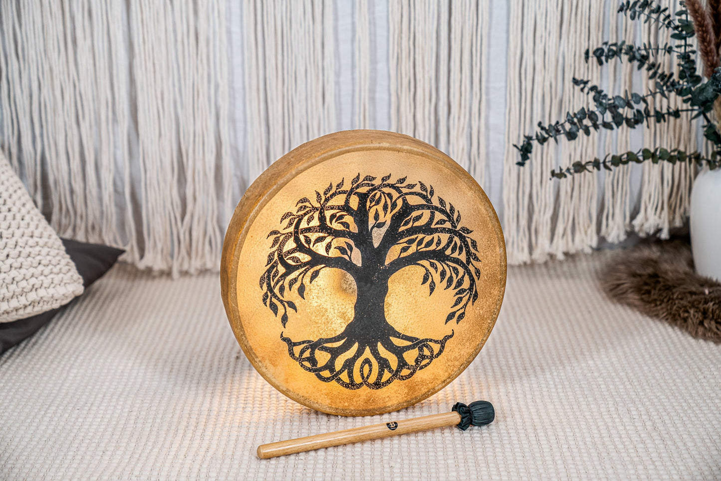 15" Native American-Style Hoop Drum, Tree of Life