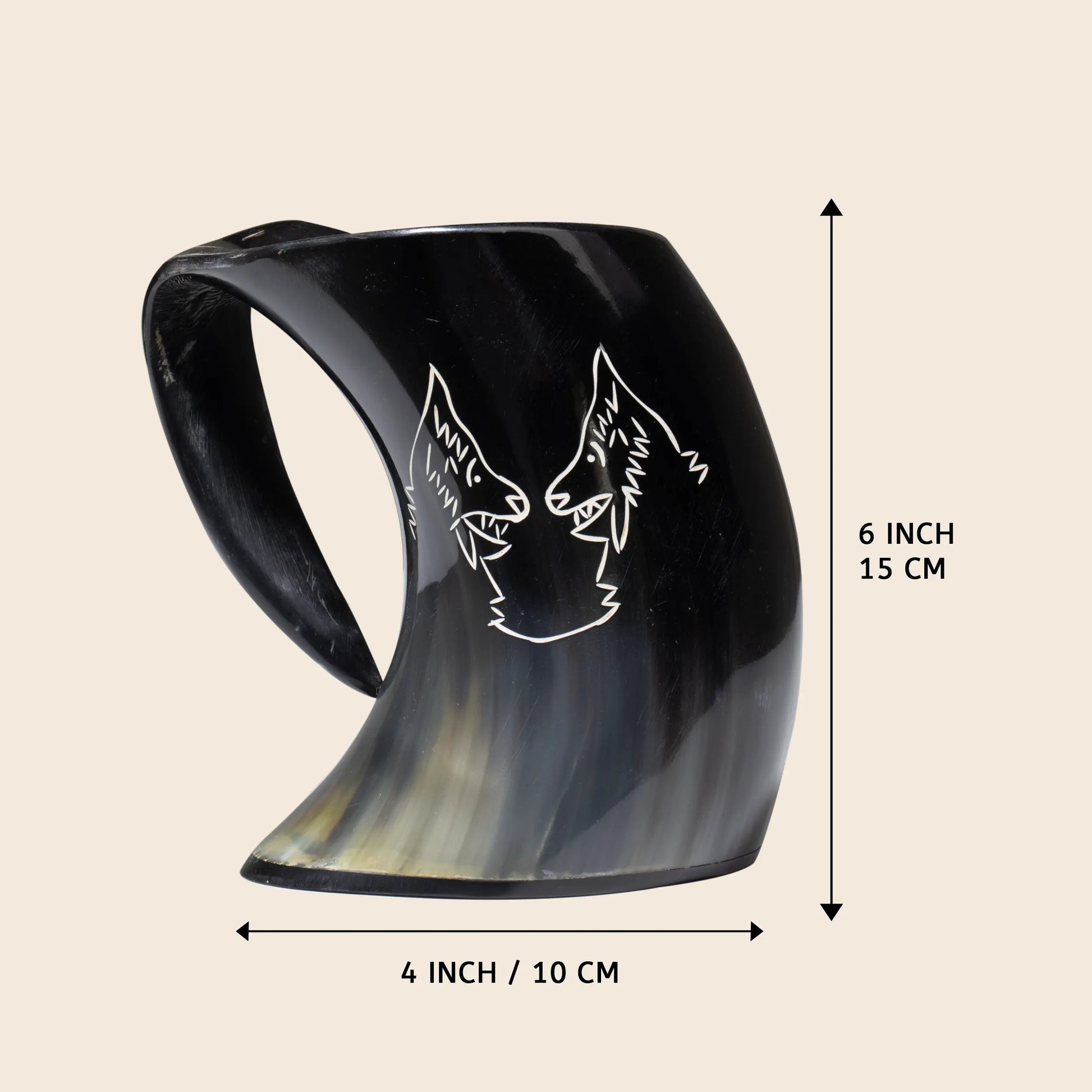 Horn Whiskey Mugs - Holds Upto 6.5 oz, Twin Wolf - Concordia Style Boutique