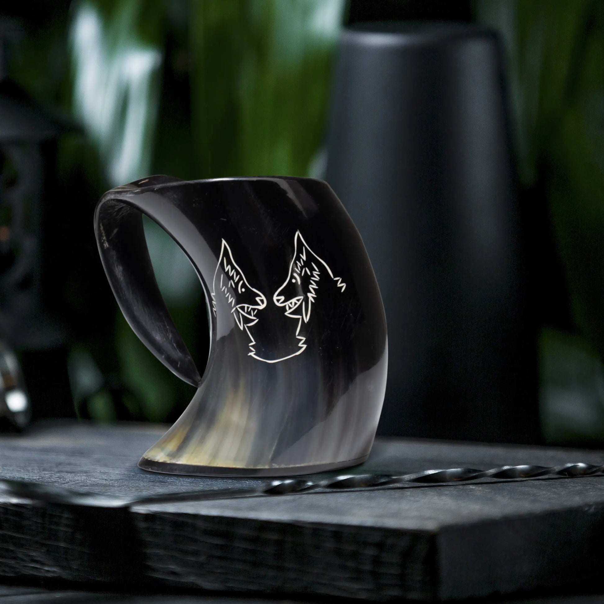 Horn Whiskey Mugs - Holds Upto 6.5 oz, Twin Wolf - Concordia Style Boutique