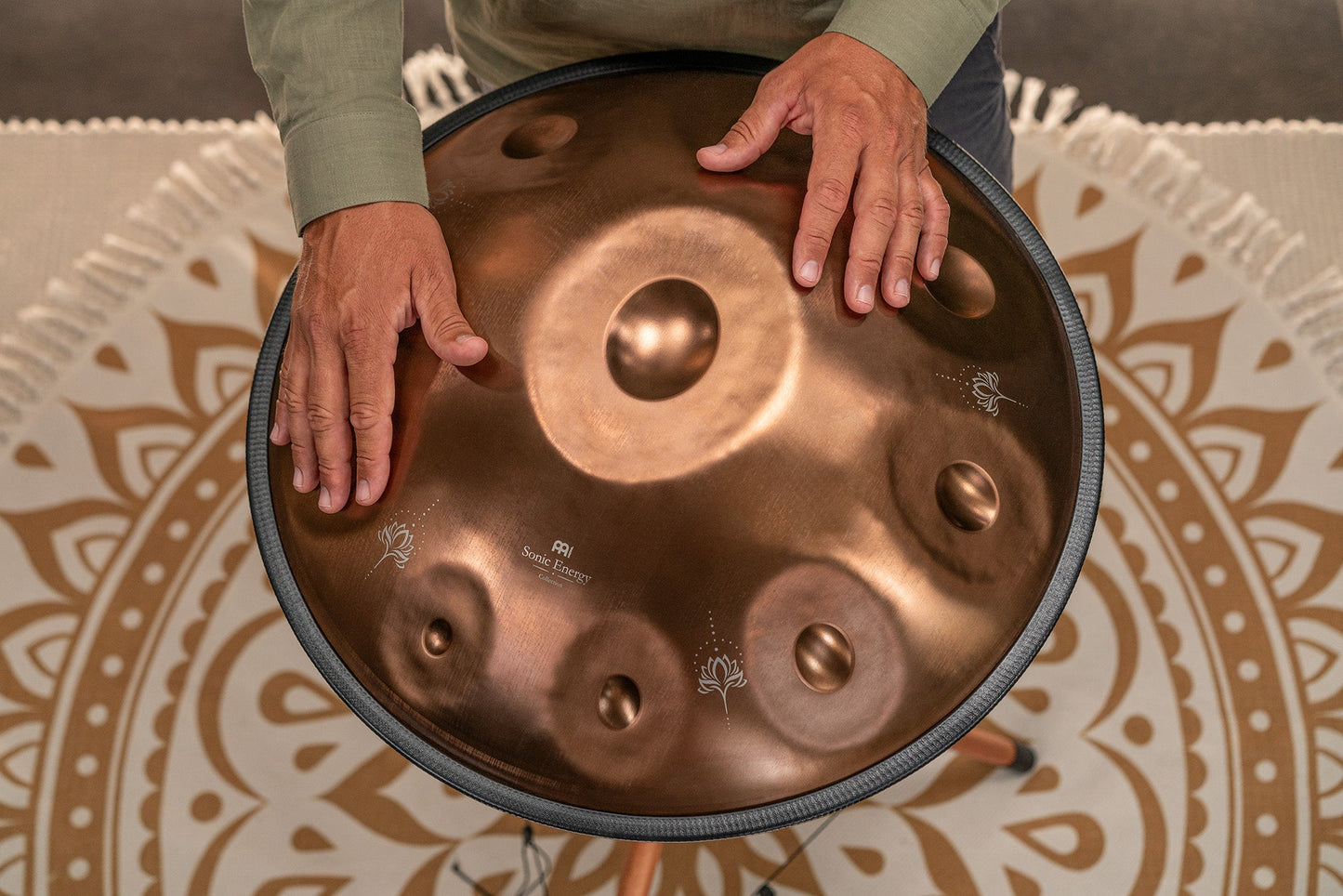 Sensory Handpan, E La Sirena, 10 Notes, Vintage Copper, Engraved Design