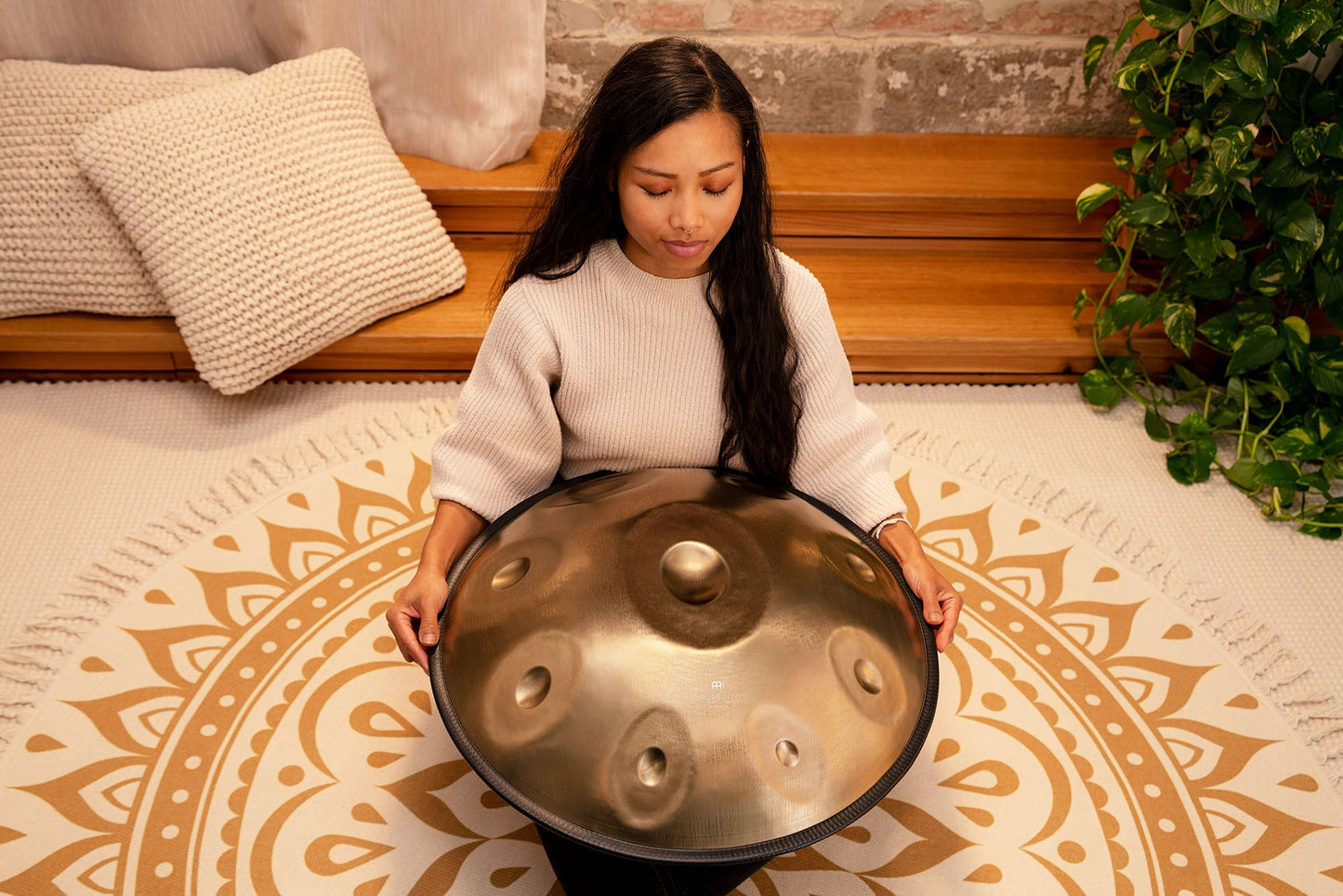 Sensory Handpan, D Kurd, 9 Notes, Vintage Gold
