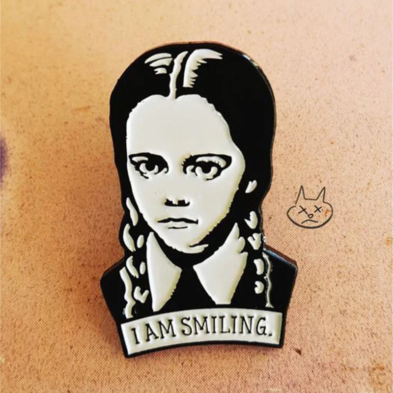 Wednesday Addams Enamel Brooch Lapel Pin Dark Humor Jewelry Gift