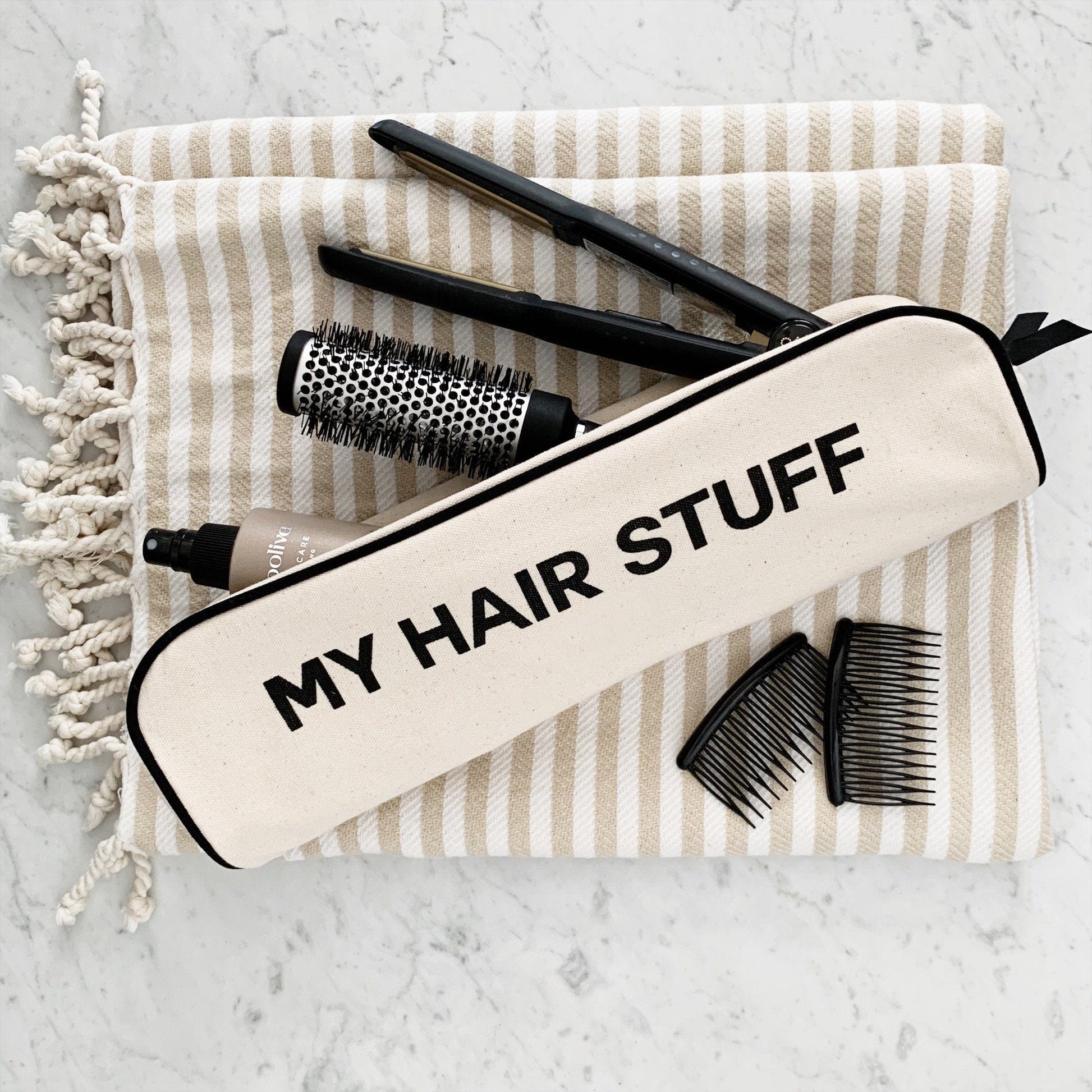 Hair Stuff Travel Case, Cream - Concordia Style Boutique