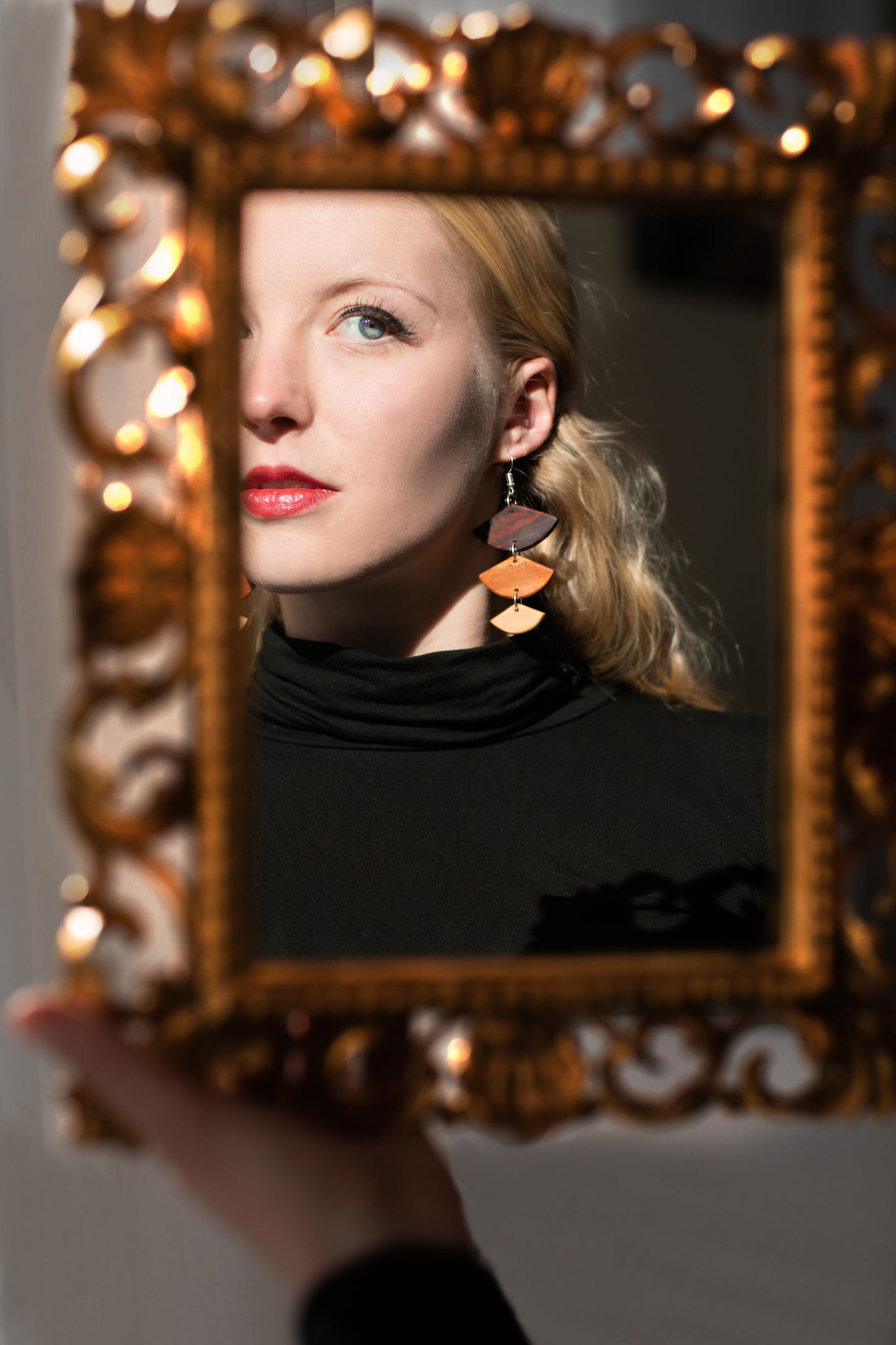 Golden Wood Geometric Earrings - Concordia Style Boutique