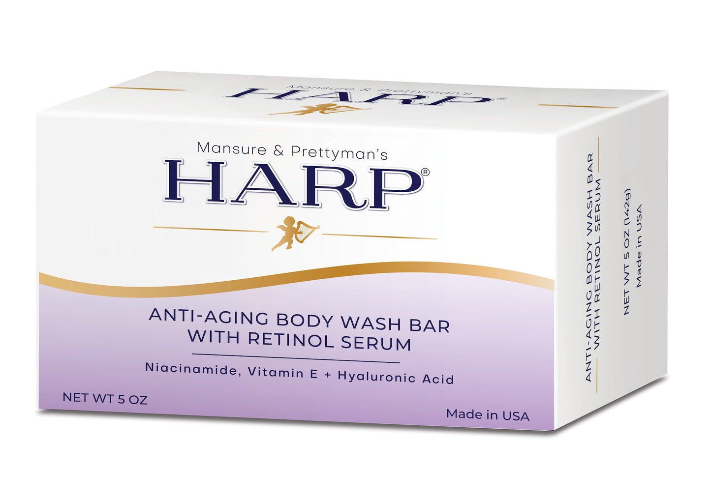 HARP Anti-Aging Body Wash Bar With Retinol Serum + Niacinamide, Vitamin E, Hyaluronic Acid. 100% Syndet Base. Soap/Lye-Free and Fragrance Free