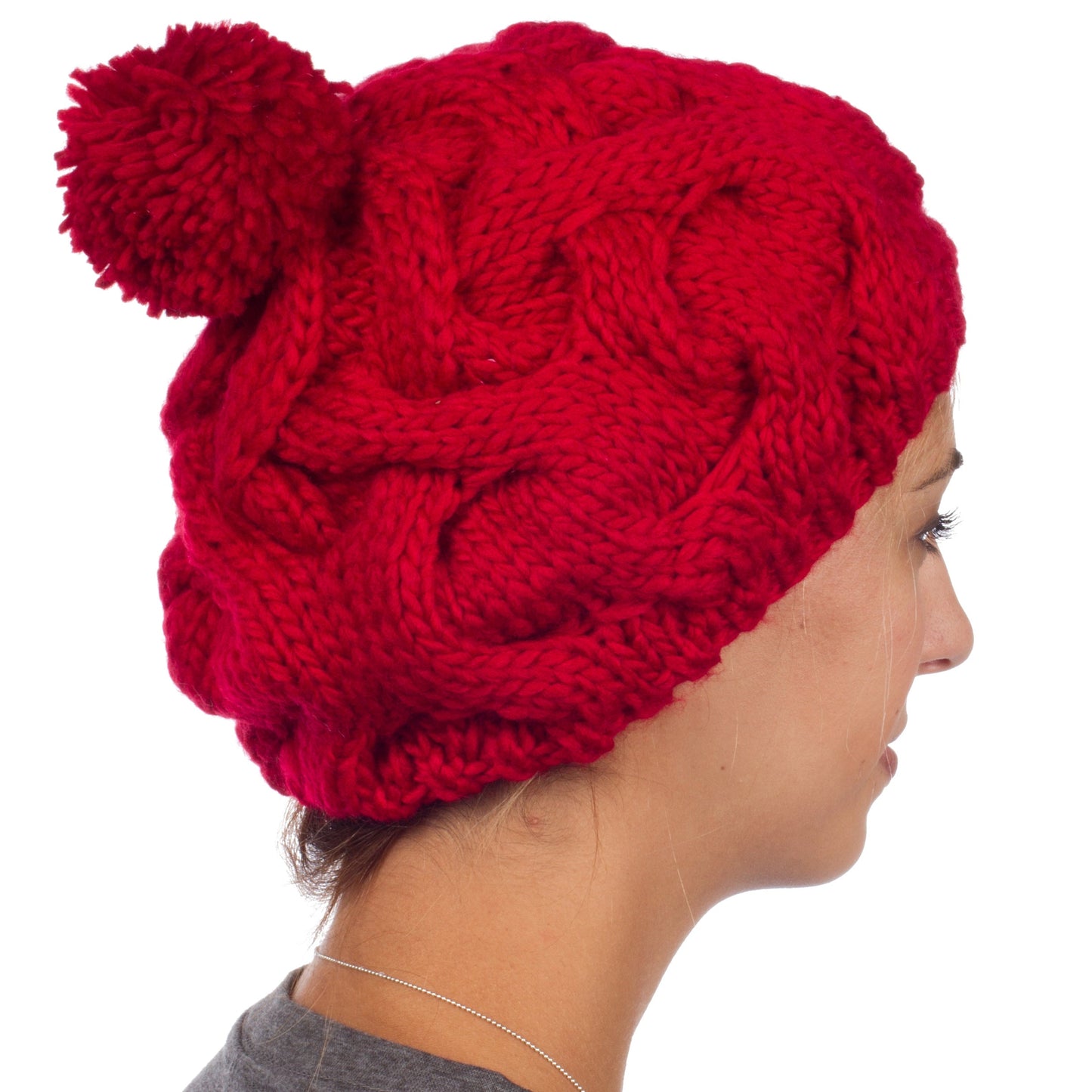 Sakkas Cable Knit Pom Pom Thick Slouch Hat - Concordia Style Boutique