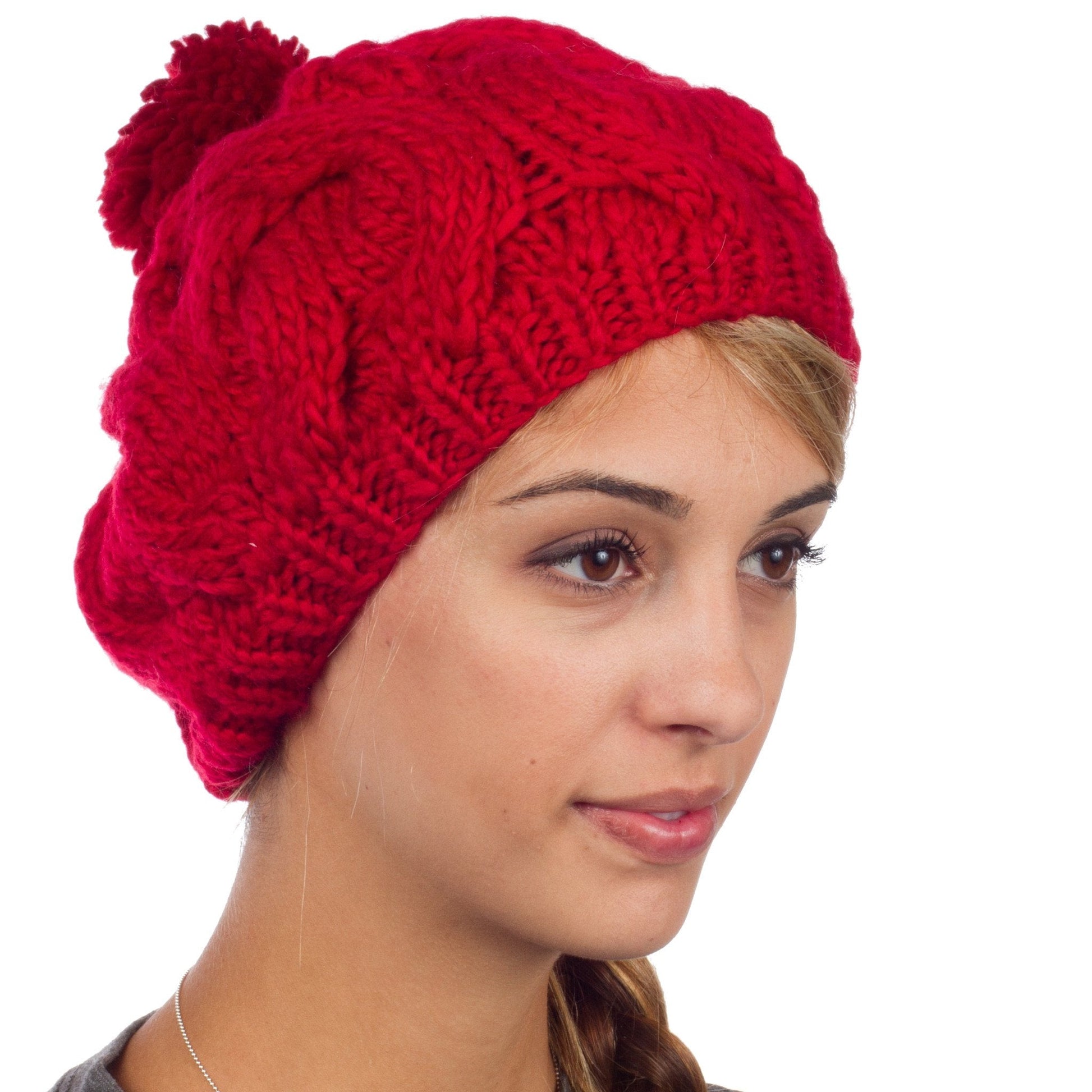 Sakkas Cable Knit Pom Pom Thick Slouch Hat - Concordia Style Boutique