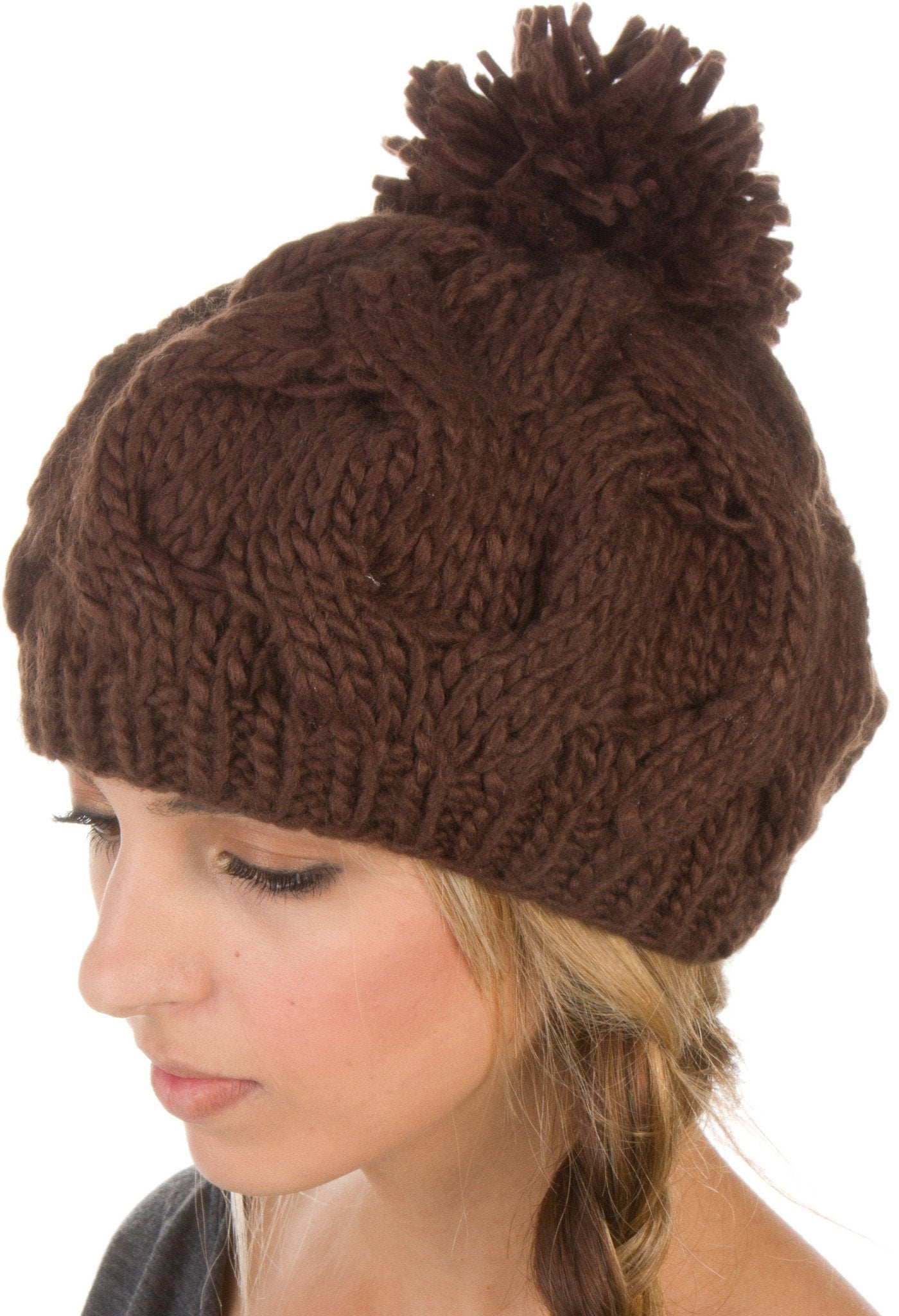 Sakkas Cable Knit Pom Pom Thick Slouch Hat - Concordia Style Boutique