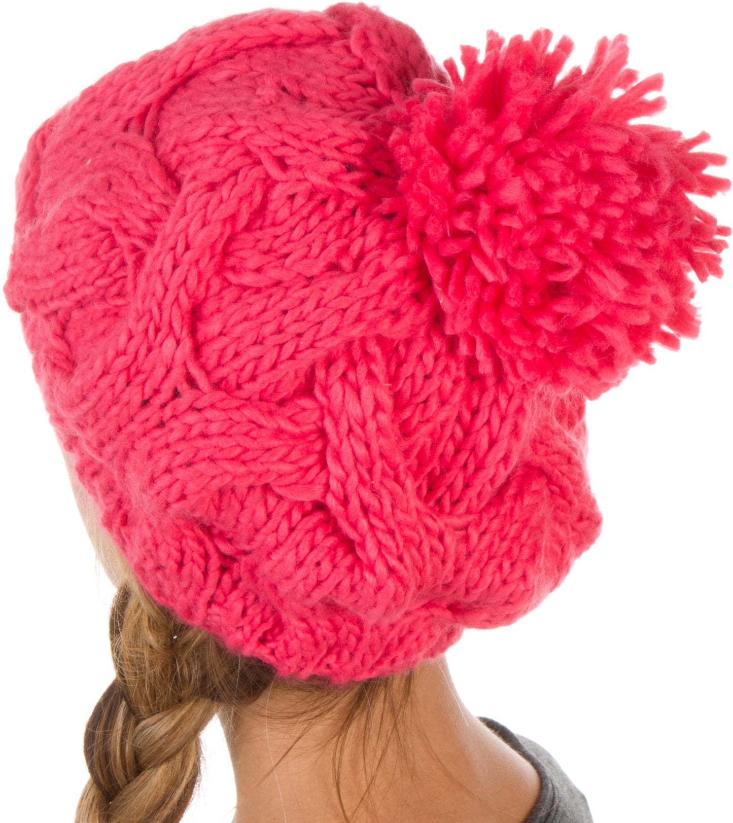 Sakkas Cable Knit Pom Pom Thick Slouch Hat - Concordia Style Boutique