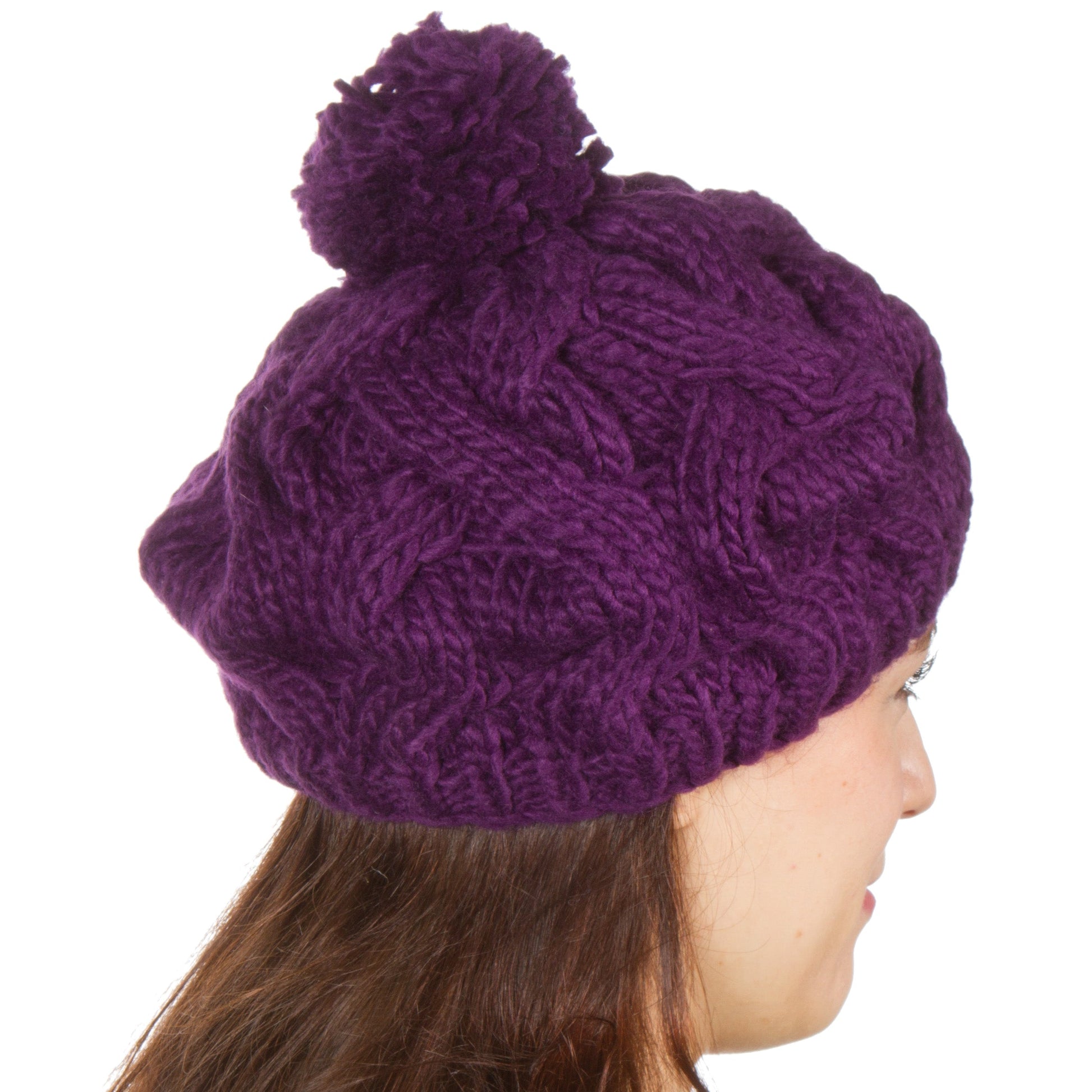 Sakkas Cable Knit Pom Pom Thick Slouch Hat - Concordia Style Boutique