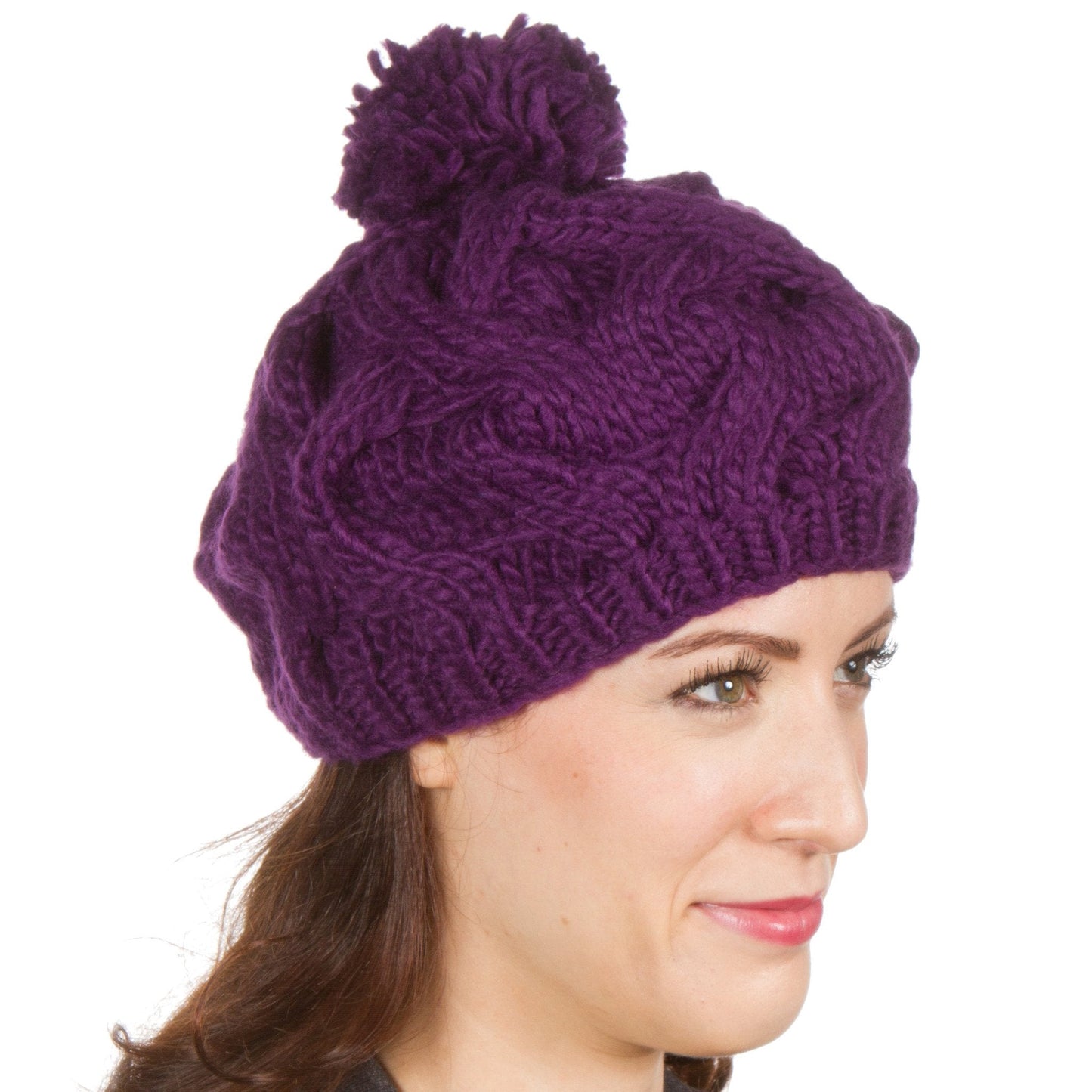 Sakkas Cable Knit Pom Pom Thick Slouch Hat - Concordia Style Boutique