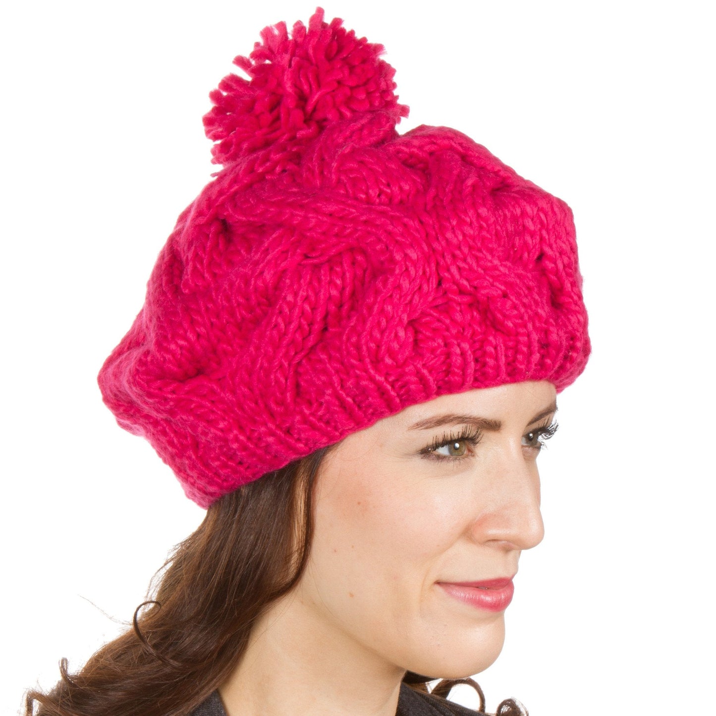 Sakkas Cable Knit Pom Pom Thick Slouch Hat - Concordia Style Boutique