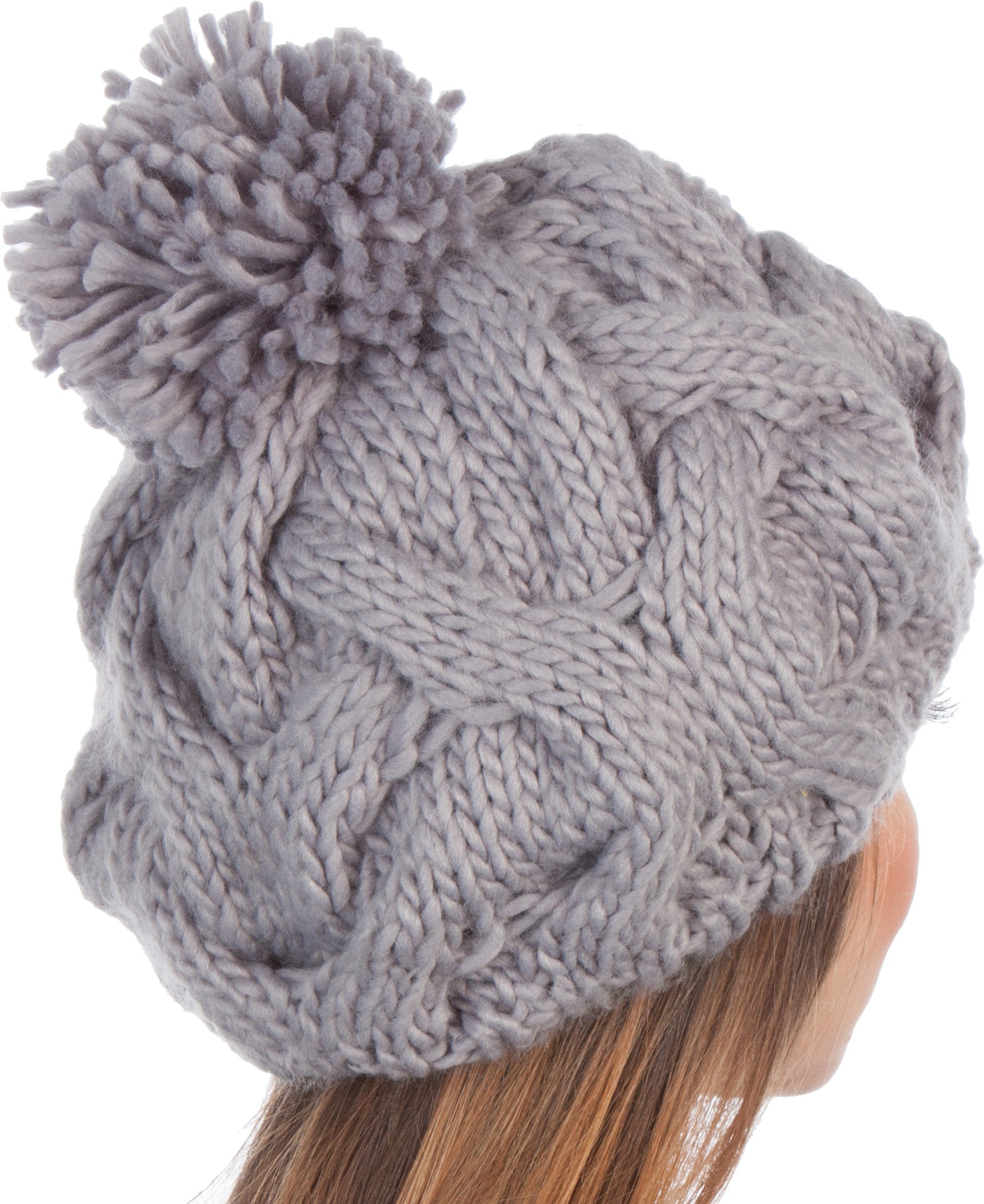 Sakkas Cable Knit Pom Pom Thick Slouch Hat - Concordia Style Boutique