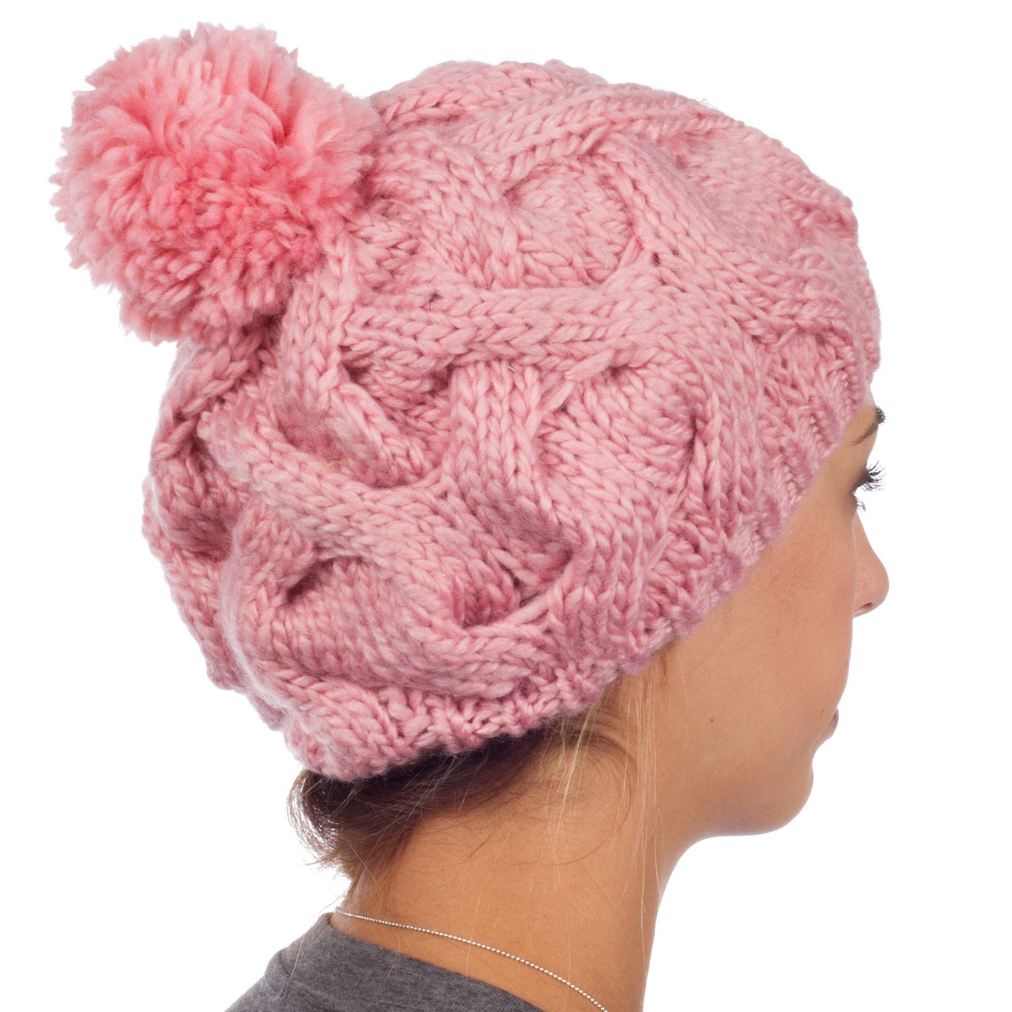 Sakkas Cable Knit Pom Pom Thick Slouch Hat - Concordia Style Boutique