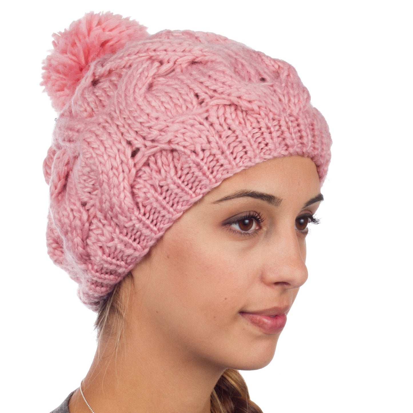 Sakkas Cable Knit Pom Pom Thick Slouch Hat - Concordia Style Boutique