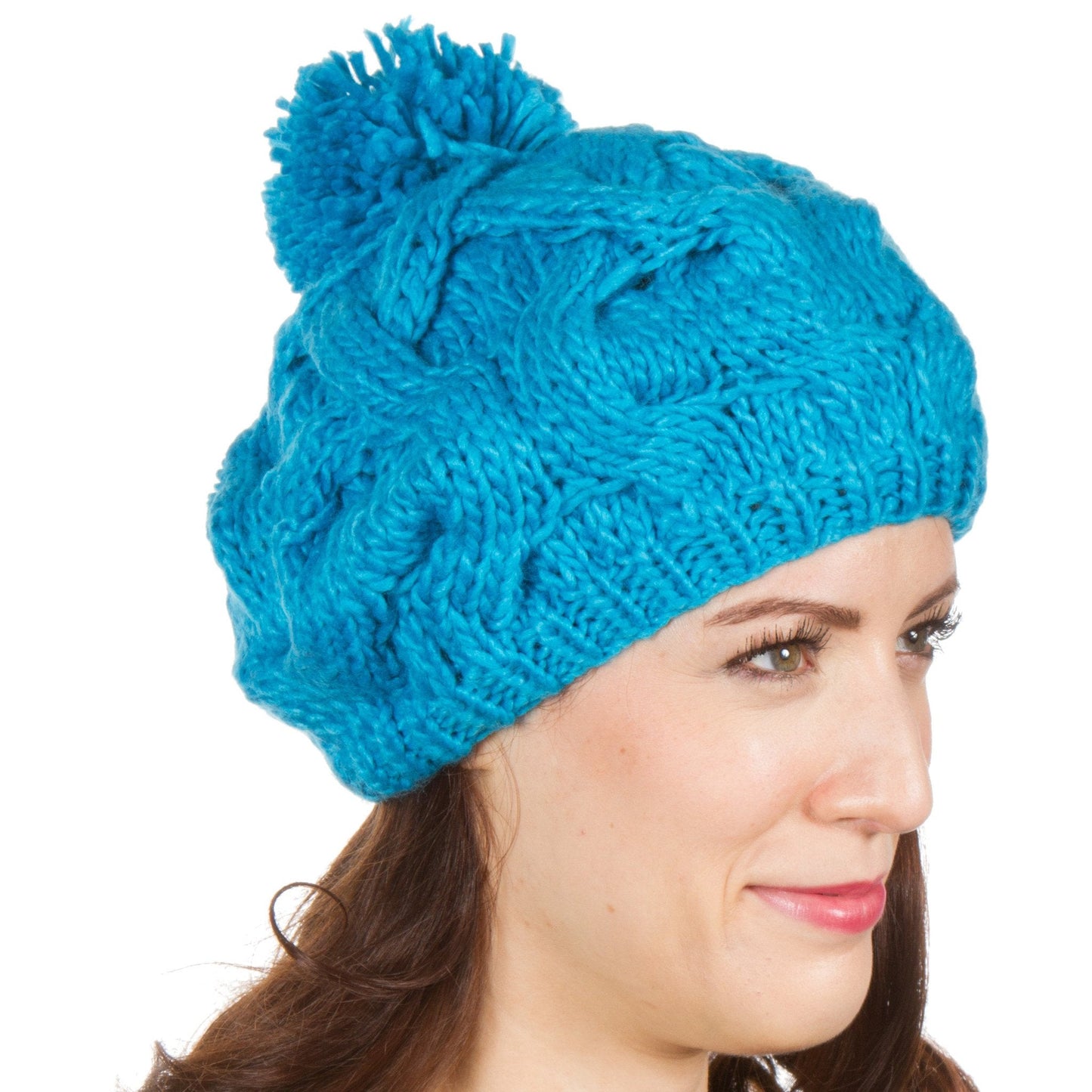 Sakkas Cable Knit Pom Pom Thick Slouch Hat - Concordia Style Boutique