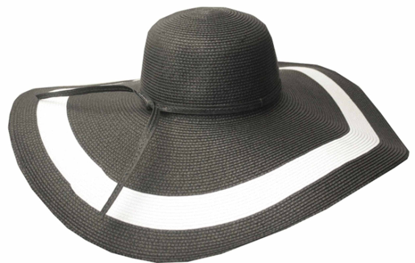 Sakkas Women's Contrast Stripe UPF 50+ Extra Wide Floppy Brim Straw Hat - Concordia Style Boutique