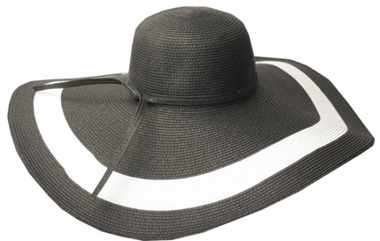 Sakkas Women's Contrast Stripe UPF 50+ Extra Wide Floppy Brim Straw Hat - Concordia Style Boutique