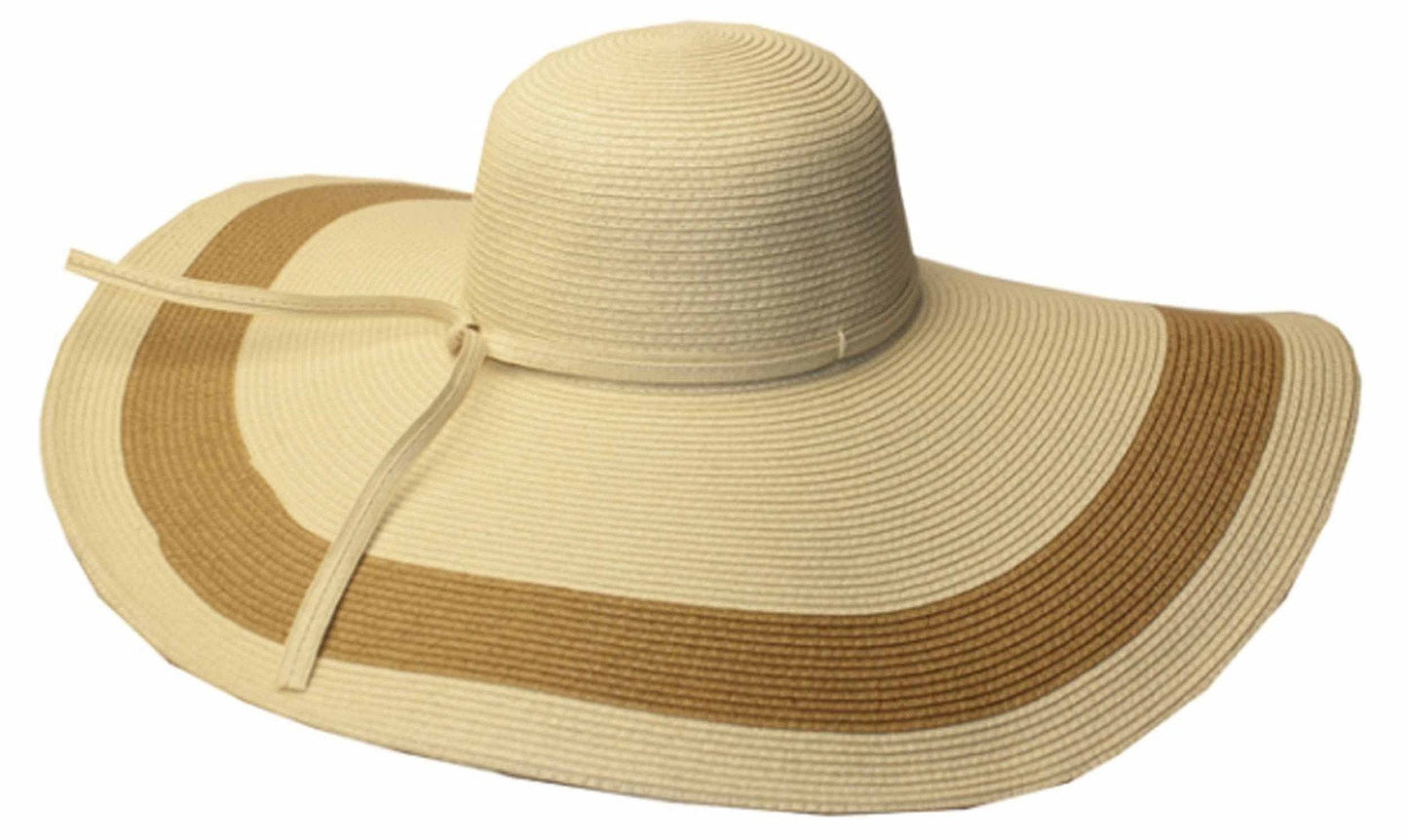 Sakkas Women's Contrast Stripe UPF 50+ Extra Wide Floppy Brim Straw Hat - Concordia Style Boutique